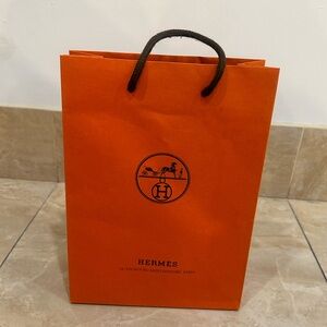 Hermes Orange & Black Drawstring Empty Paper Gift Bag Shopping bag